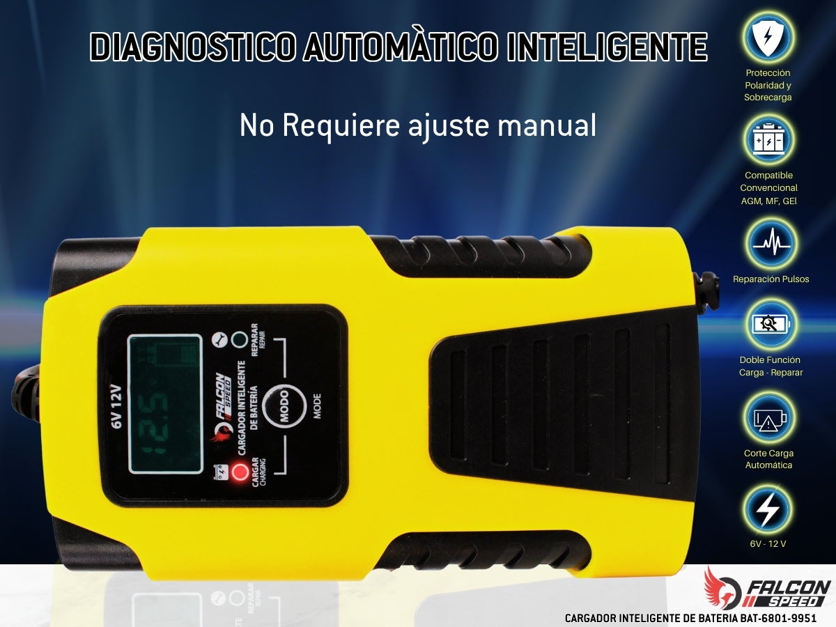 Cargador Inteligente de Batería 6V/12V Para Motocicletas