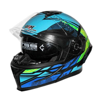 Casco Abatible Doble Proposito Tretech Azul/ Verde Iron Racing_001