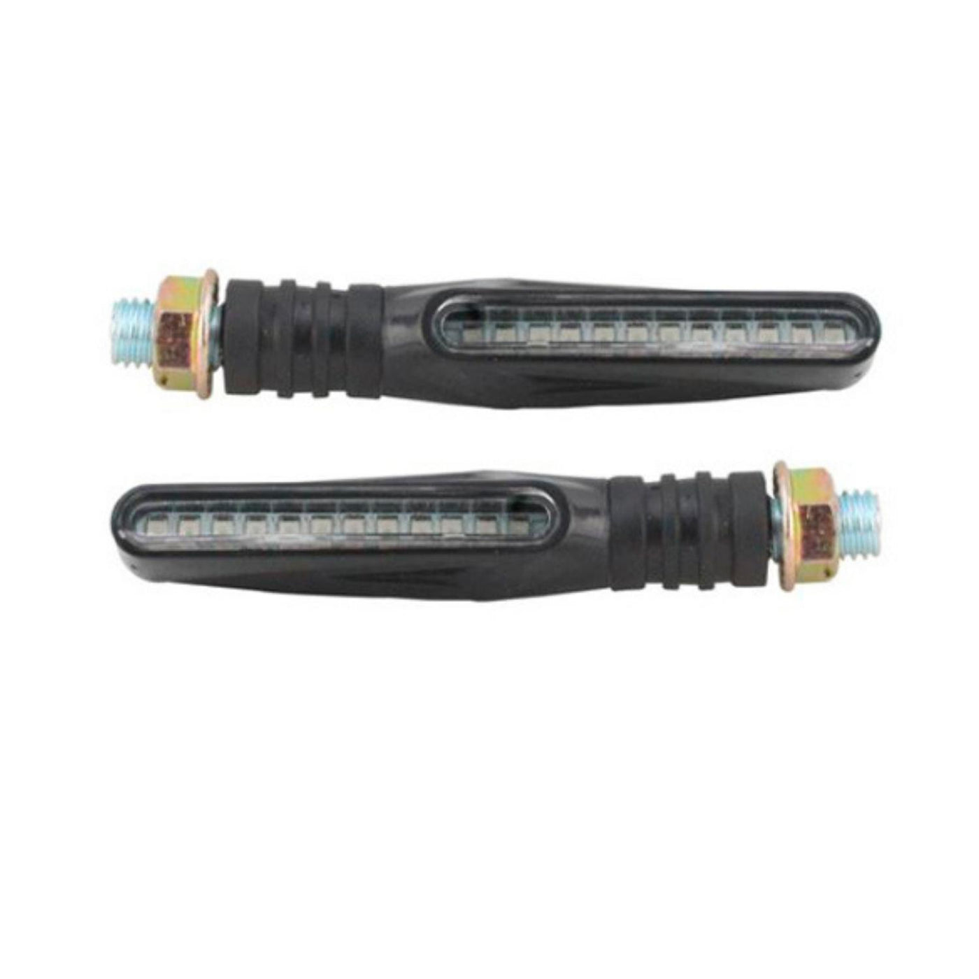 Direccional Negro Mate 12V-12 Led 4 Cables Luz Running